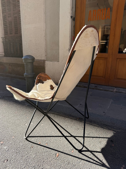 Butaca papallona de pell de vaca