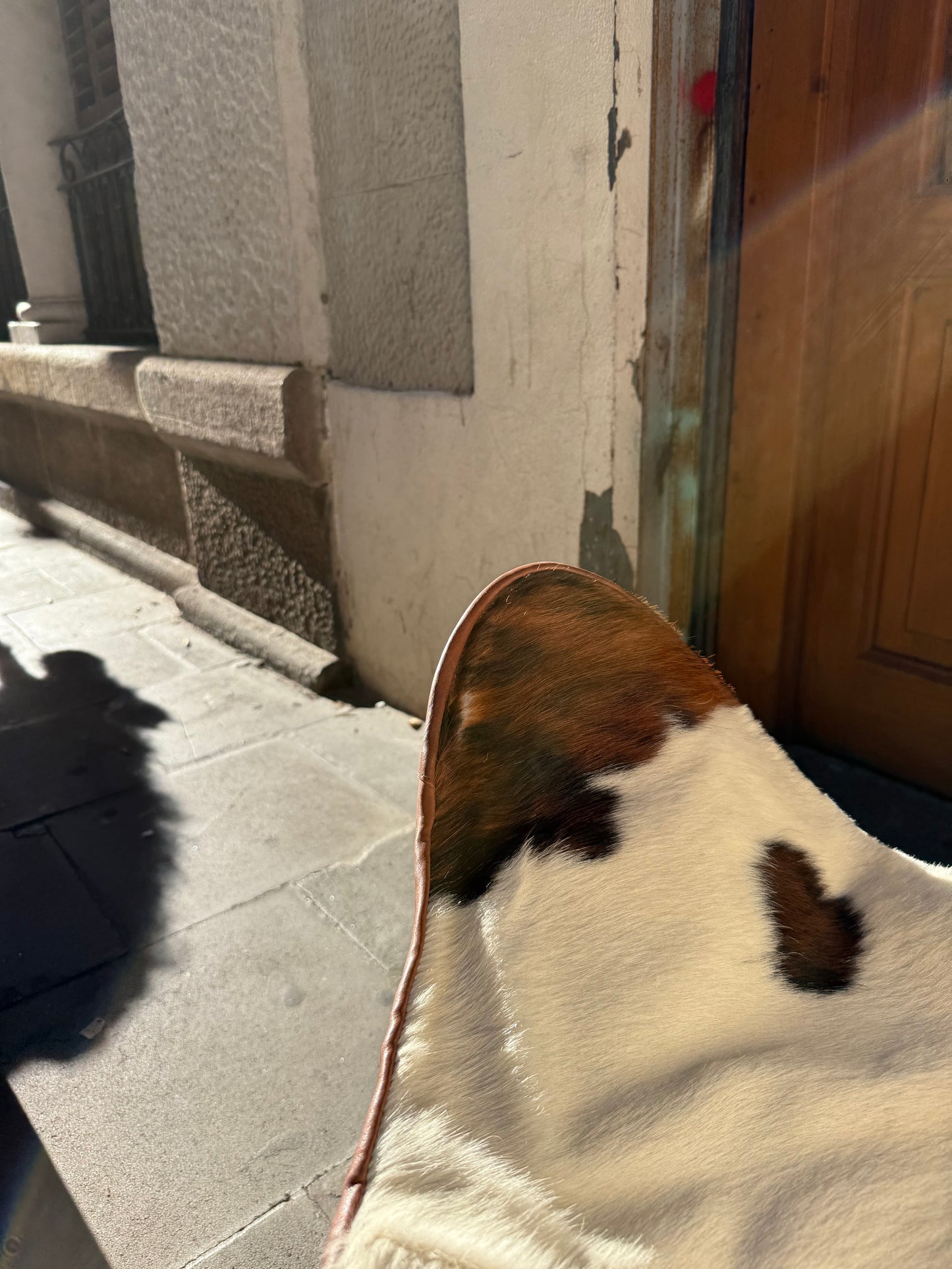 Butaca papallona de pell de vaca