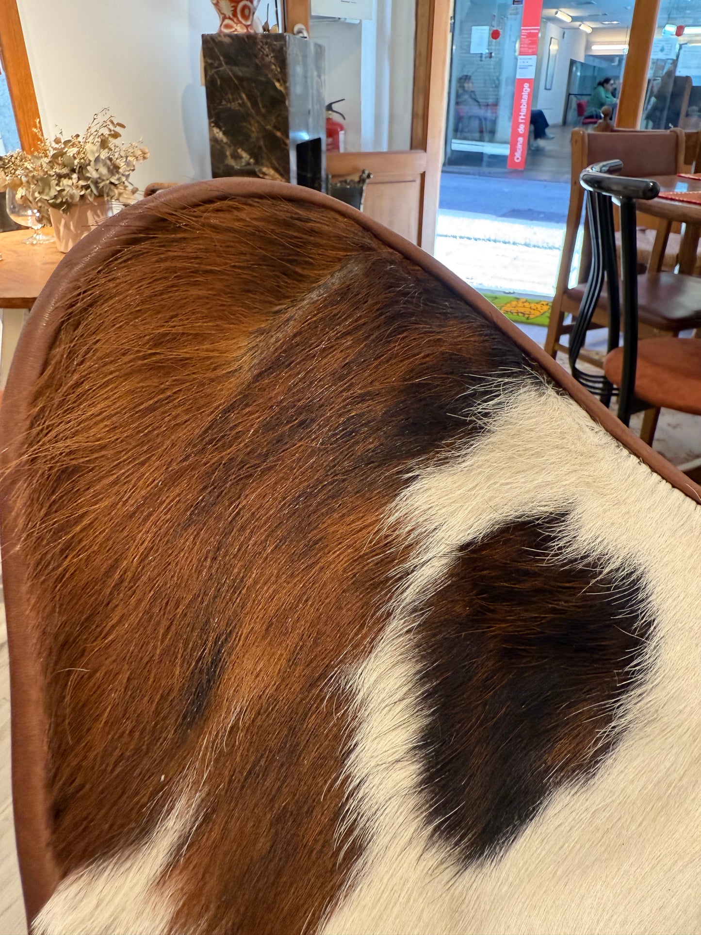 Butaca papallona de pell de vaca