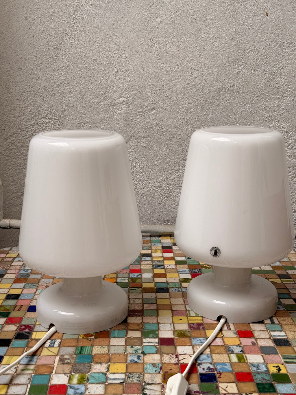 Lampareta de vidre blanc