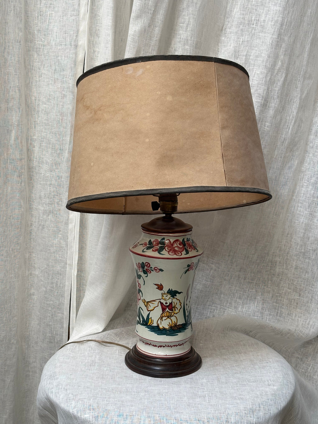 Lampara base ceramica pintada