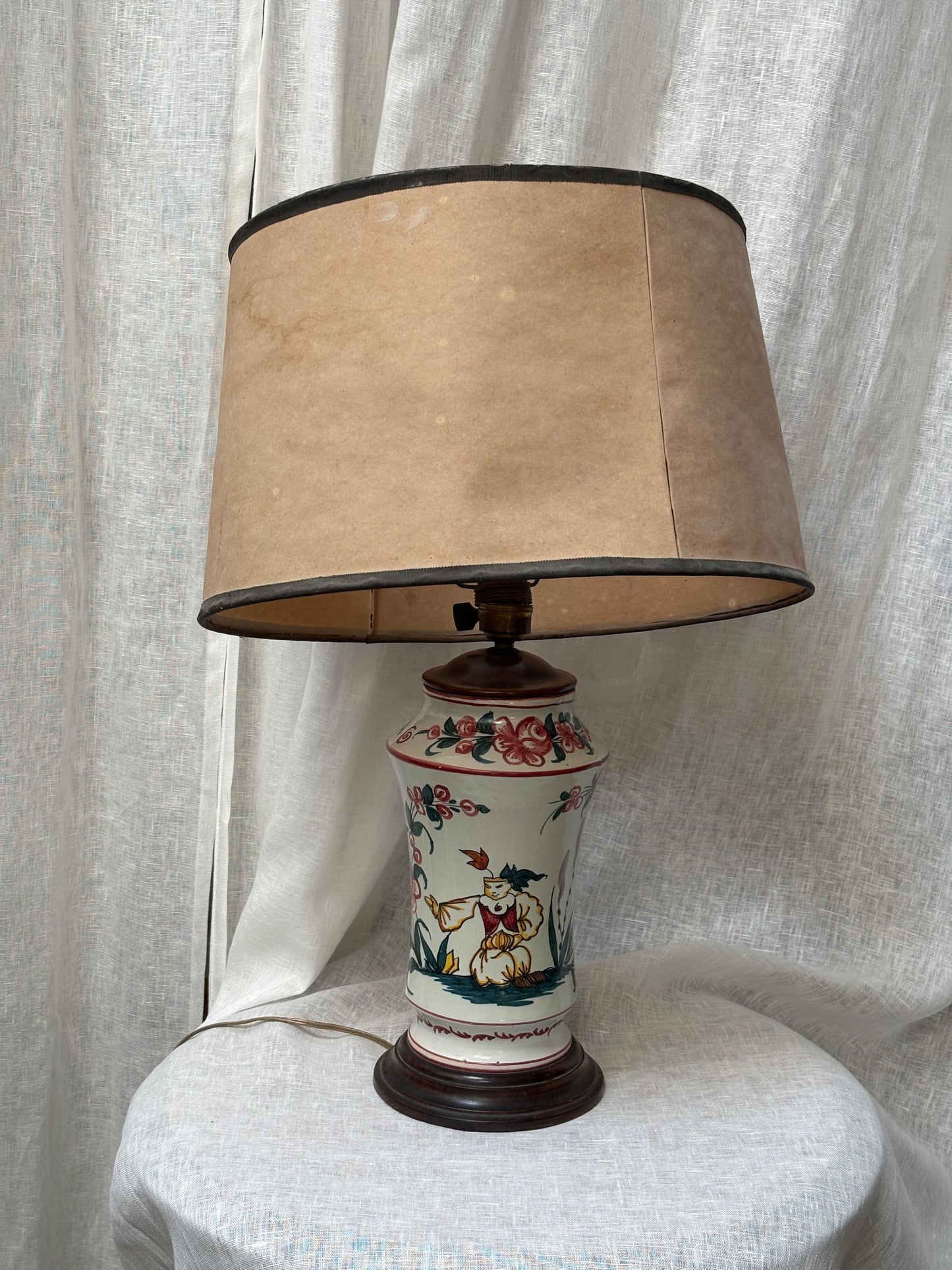 Lampara base ceramica pintada